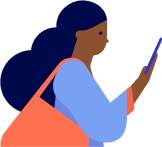 Illustration of person reviewing submission status on a device