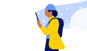 Illustration of person receiving updates on a mobile device